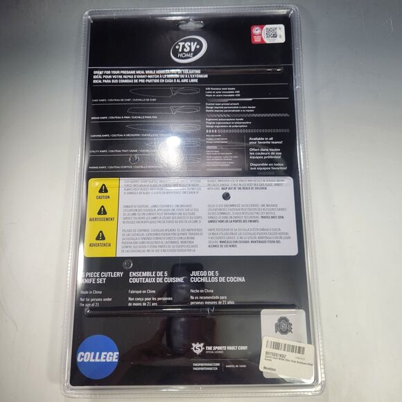 NEW Ohio State Buckeyes 5 Pc Kitchen Knives Set Cutting Board NCAA OSU Football - Picture 4 of 10